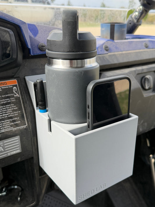 Bottle Holder mounted on Yamaha Viking dashboard