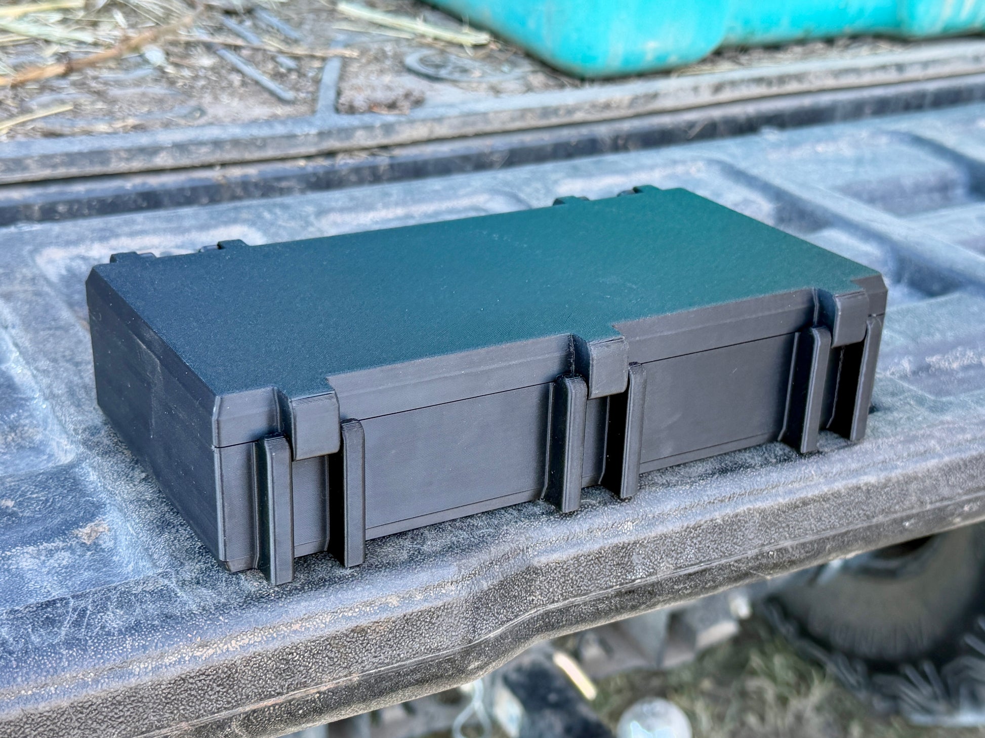 Back view of .22LR ammo storage case designed for hunting and range use